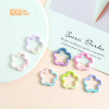 New Gradient Plum Blossom Spring Buckle Color Keychain Jewelry Diy Accessories Zinc Alloy