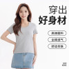 Women's Pure Cotton T-shirt Summer Solid Color Short-sleeved T-shirt Low Collar Daily