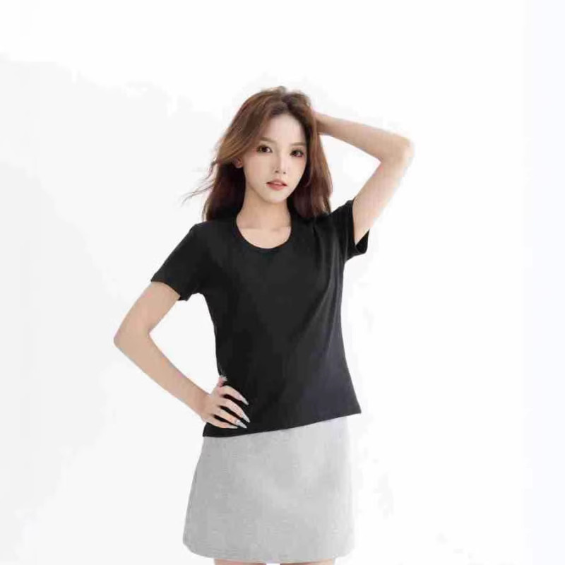 Women's Pure Cotton T-shirt Summer Solid Color Short-sleeved T-shirt Low Collar Daily