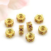 Alluvial Gold Color-preserving Micro-paved Colored Zircon Spacers Round Diamond Ring