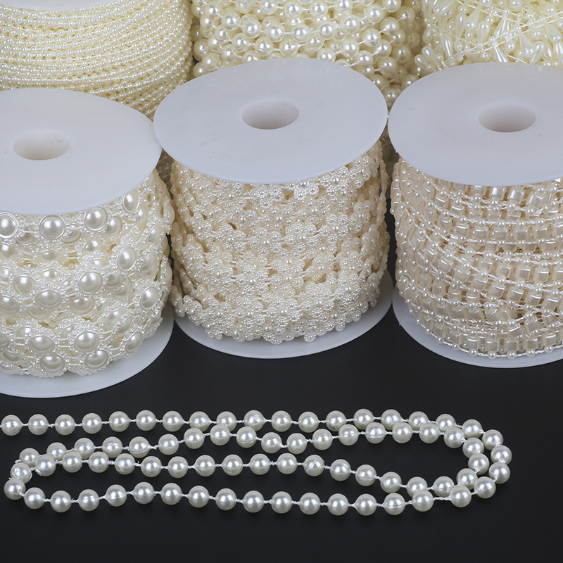 Semi-circle Pearl Double Line Beads Row Wedding Bead Chain Abs Semi-circle Diy Jewelry
