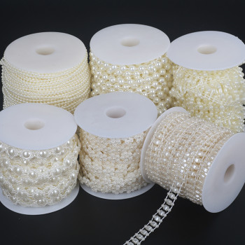 Semi-circle Pearl Double Line Beads Row Wedding Bead Chain Abs Semi-circle Diy Jewelry