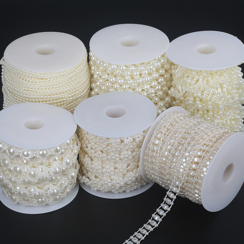 Semi-circle Pearl Double Line Beads Row Wedding Bead Chain Abs Semi-circle Diy Jewelry