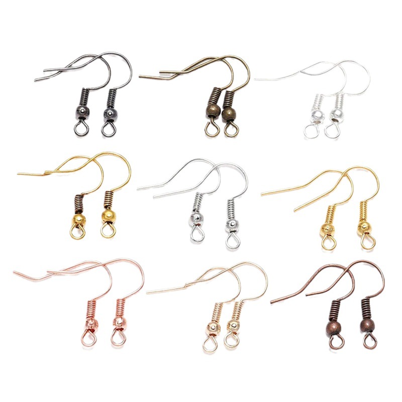 Ear Hooks with Spring Beads Straight-shaped Fish Ear 1kg Per Pack Diy Earrings