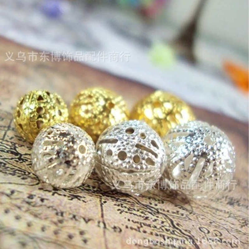 Hollow Material Earrings Jewelry Pendants Accessories Golden Flower Balls Bells European