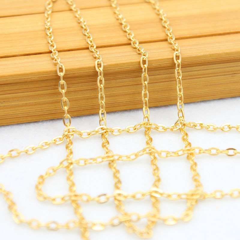 Flat Pressed Chain Cross Diy Each 100 Meter Jewelry Accessories Iron Plating