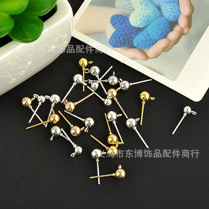 Bead Needles with Hanging 4, 5, 6mm Ear Earrings, Iron Plating Jewelry Accessories