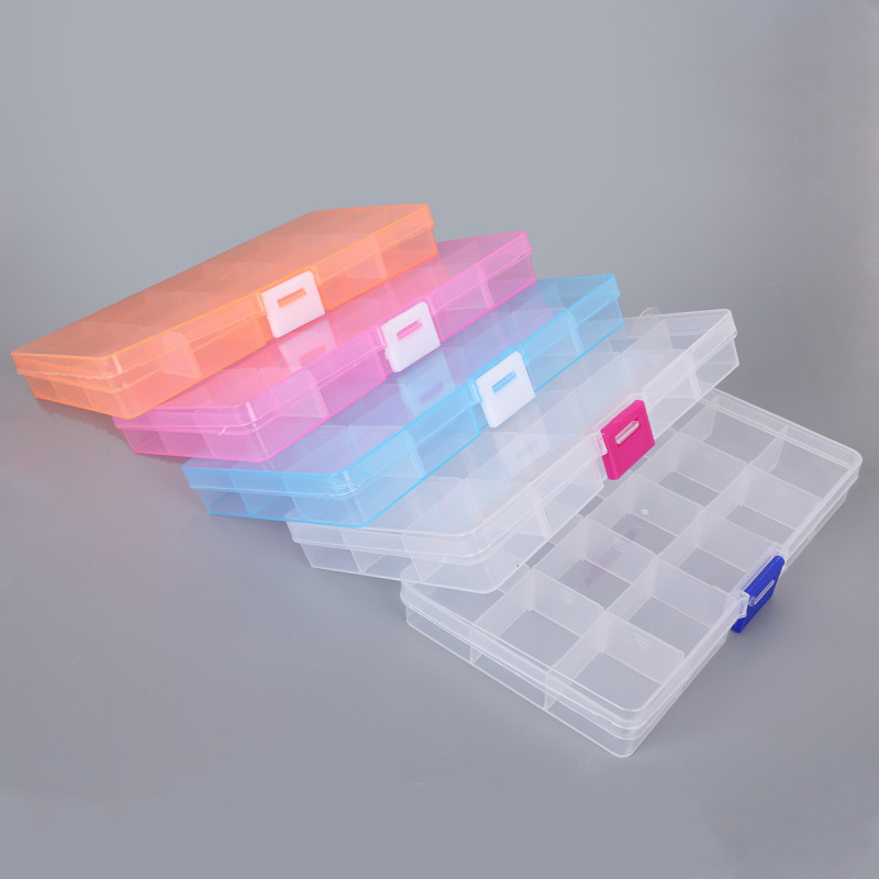 10-grid, 15-grid Multi-grid Earrings Storage Box, Transparent Plastic Box, Jewelry Box