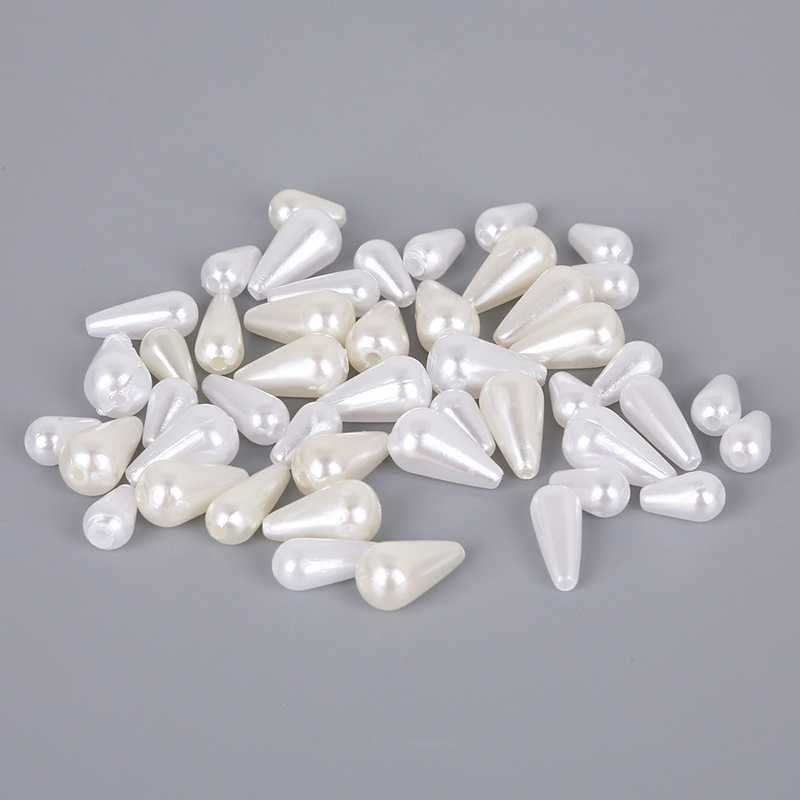 Off-white Perforated Drop-shaped Abs Imitation Pearl Diy Homemade Earrings Hair