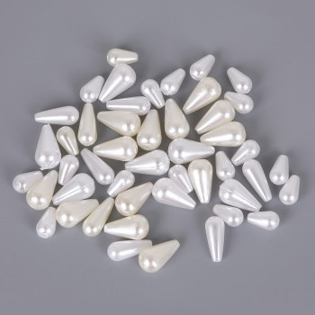 Off-white Perforated Drop-shaped Abs Imitation Pearl Diy Homemade Earrings Hair