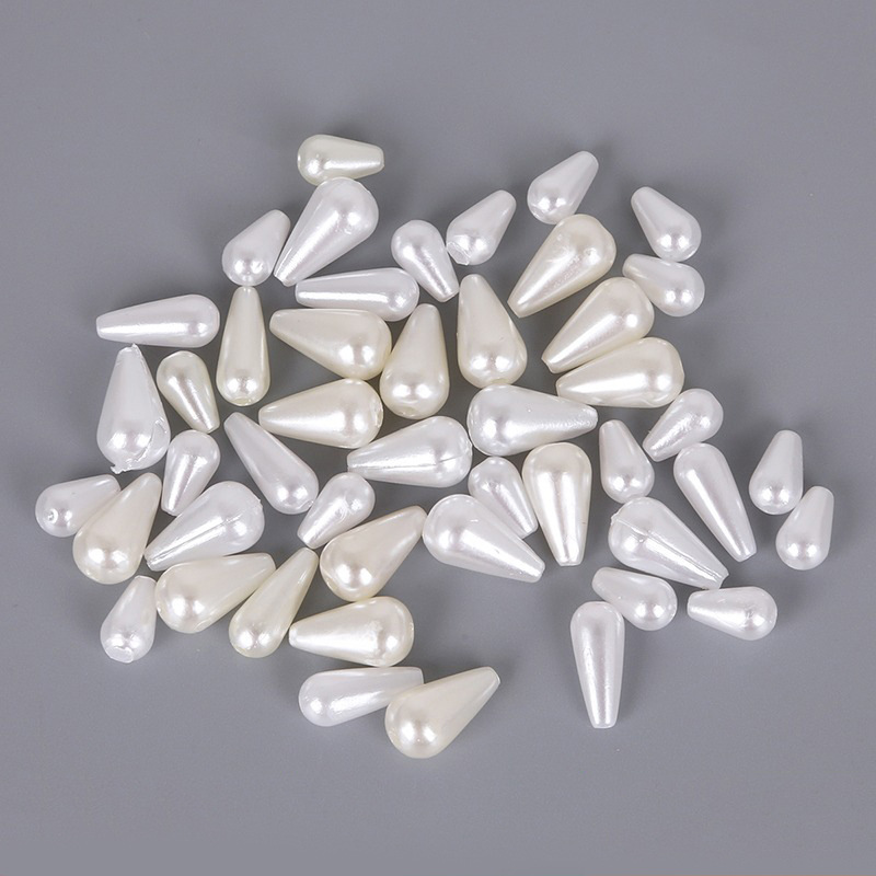 Off-white Perforated Drop-shaped Abs Imitation Pearl Diy Homemade Earrings Hair
