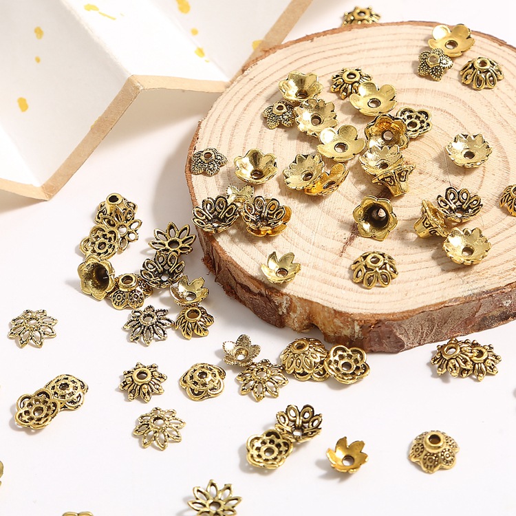 Diy Jewelry Accessories, Antique Gold Retro Alloy Flower Holder, Hat, Silver Bracelet