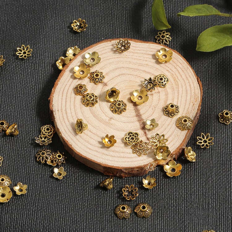 Diy Jewelry Accessories, Antique Gold Retro Alloy Flower Holder, Hat, Silver Bracelet