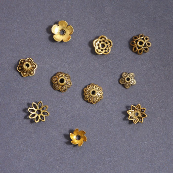 Diy Jewelry Accessories, Antique Gold Retro Alloy Flower Holder, Hat, Silver Bracelet