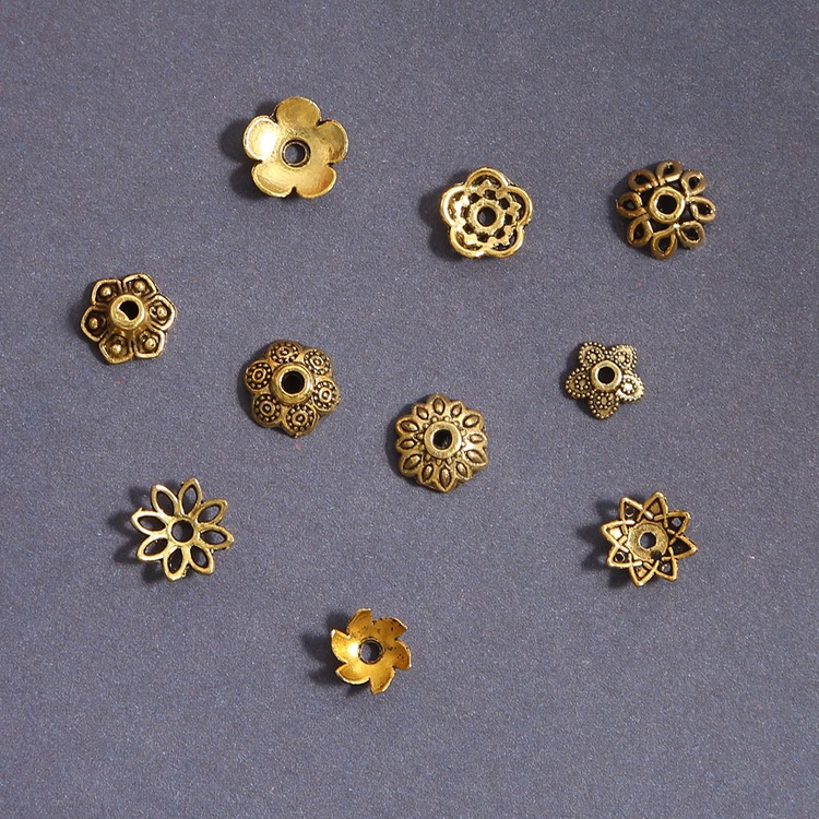Diy Jewelry Accessories, Antique Gold Retro Alloy Flower Holder, Hat, Silver Bracelet