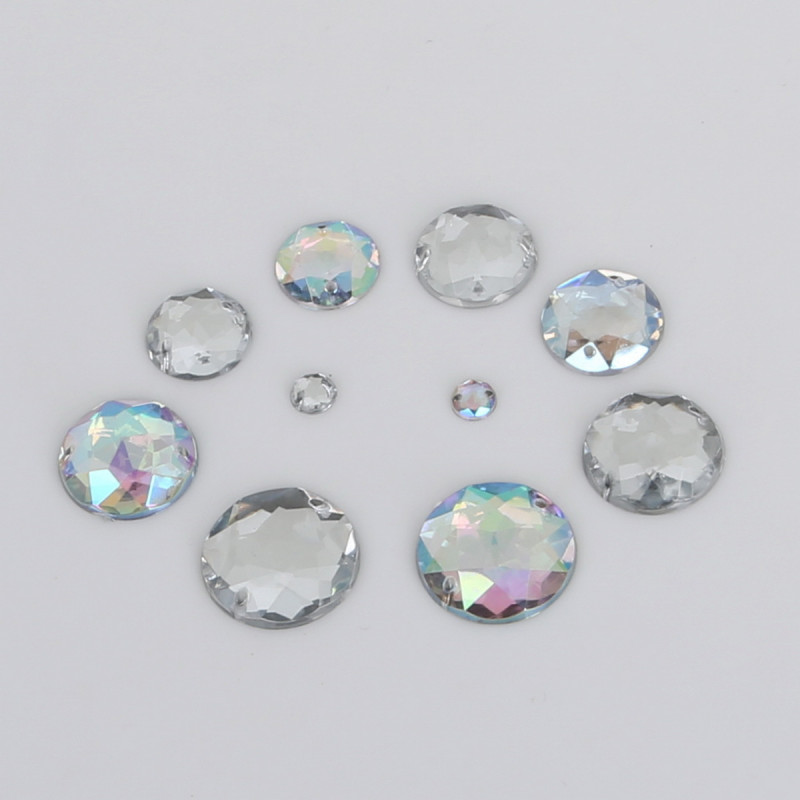 Diy Material Jewelry Accessories Round Polygonal Acrylic Hand-sewn Drill Double Hole Flat