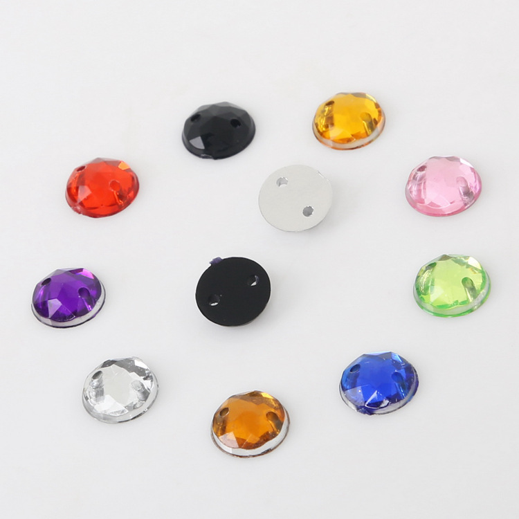 Diy Material Jewelry Accessories Round Polygonal Acrylic Hand-sewn Drill Double Hole Flat