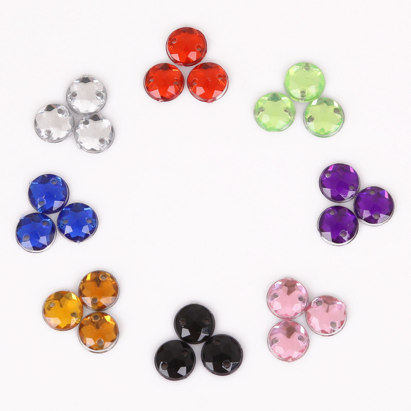 Diy Material Jewelry Accessories Round Polygonal Acrylic Hand-sewn Drill Double Hole Flat