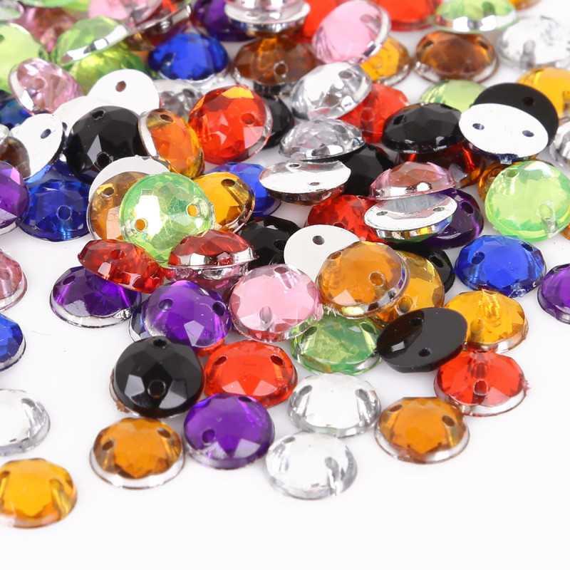 Diy Material Jewelry Accessories Round Polygonal Acrylic Hand-sewn Drill Double Hole Flat