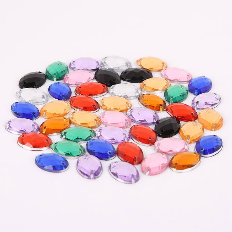 Diy Material Jewelry Accessories Round Polygonal Acrylic Hand-sewn Drill Double Hole Flat