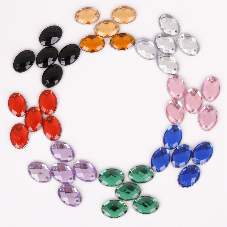 Diy Material Jewelry Accessories Round Polygonal Acrylic Hand-sewn Drill Double Hole Flat