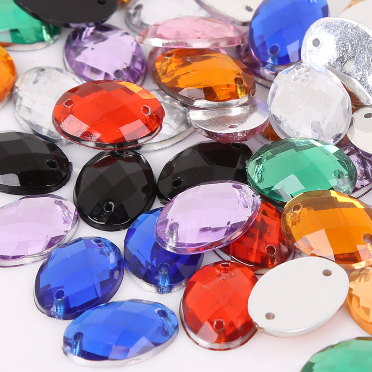 Diy Material Jewelry Accessories Round Polygonal Acrylic Hand-sewn Drill Double Hole Flat
