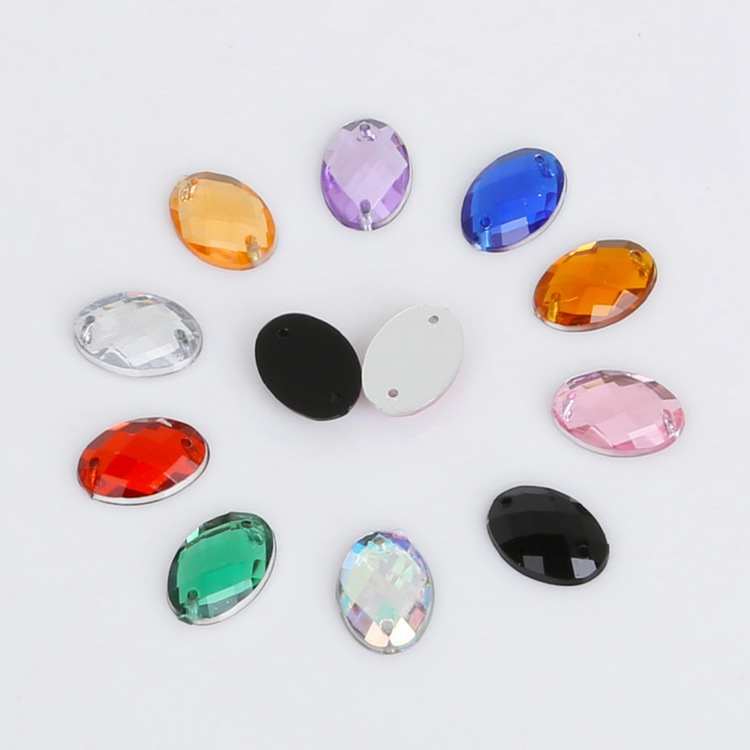 Diy Material Jewelry Accessories Round Polygonal Acrylic Hand-sewn Drill Double Hole Flat