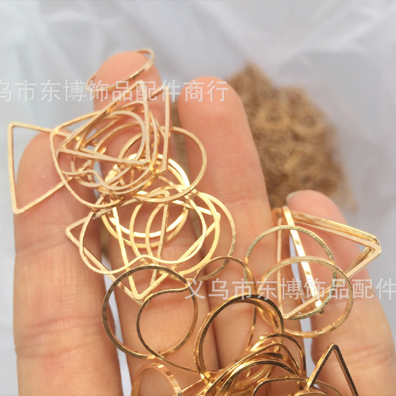 Copper Ring Small Pendant Round Triangle Square Love Geometric Shape Jewelry Accessories