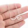 Golden European and American Fashion Stainless Steel Wave Necklace Women's Pendant