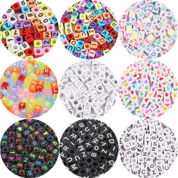 Square Acrylic English Letter Beads Colorful Russian Handmade Diy Beaded Bracelet Jewelry