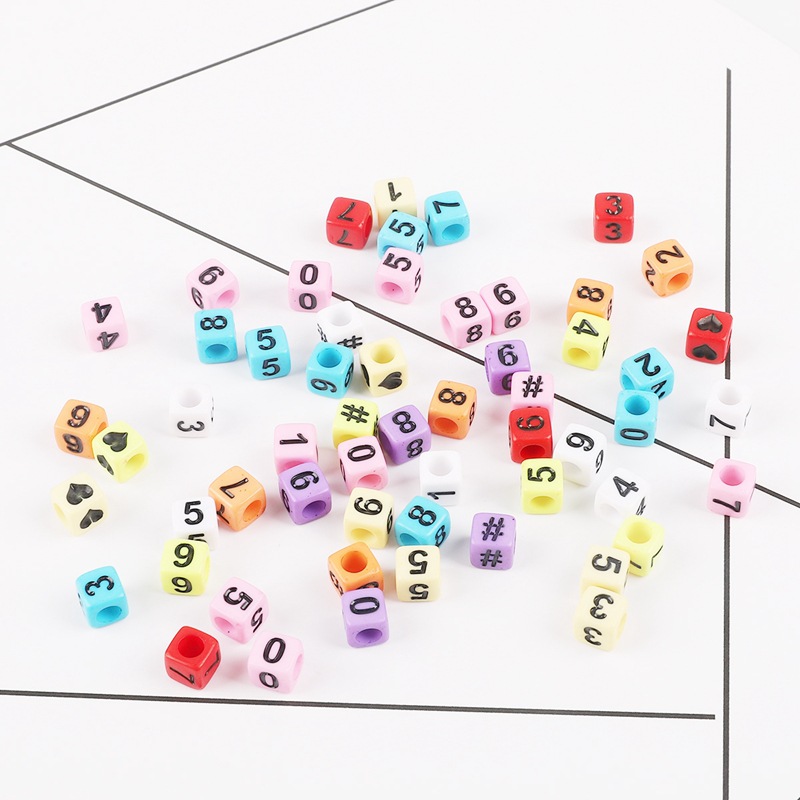 Square Acrylic English Letter Beads Colorful Russian Handmade Diy Beaded Bracelet Jewelry