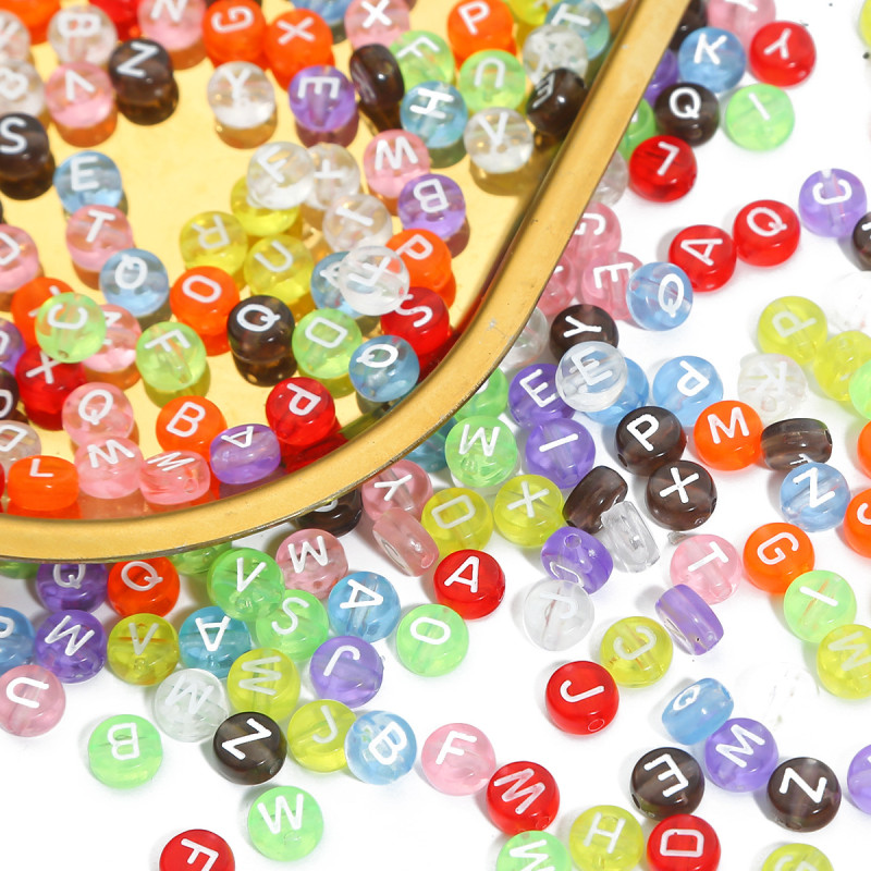 4*7mm Acrylic Color English Alphanumeric Flat Beads Handmade Beading Jewelry Accessories