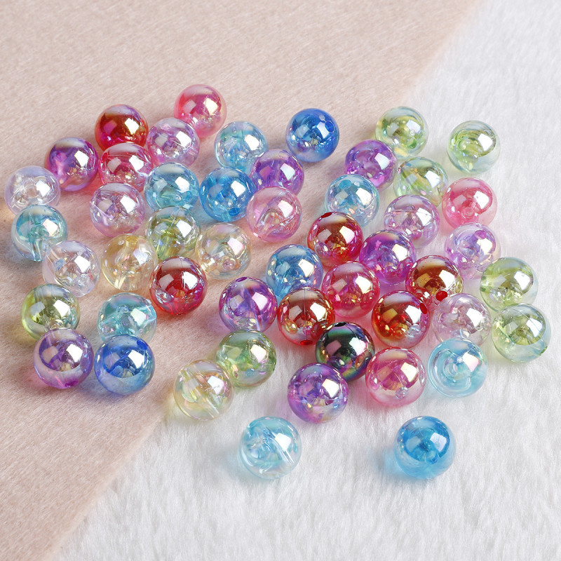 Acrylic Ab Color Plated Round Beads Loose Handmade Diy Bracelet Jewelry Mobile Phone