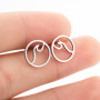 Summer New Fashion Stainless Steel Geometric Round Hollow Earrings European and American