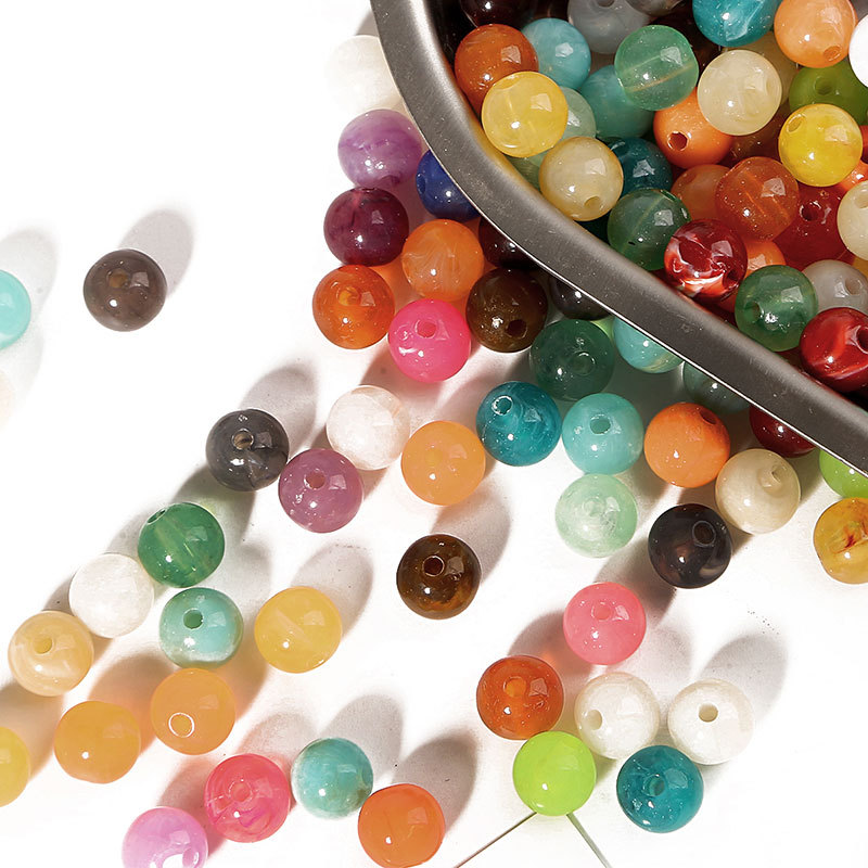 Acrylic Beads Round Abs Imitation Pearls Loose Diy Handmade Earrings Bracelet Jewelry