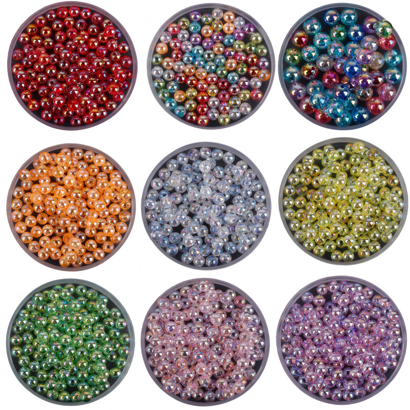 Acrylic Ab Color Round Beads Abs Imitation Pearls Loose Diy Handmade Earrings Bracelet