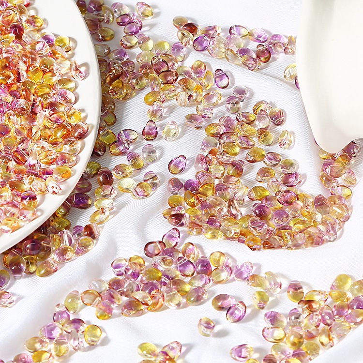 Tulip Petals Glazed Crescent Czech Crystal Beads Diy Handmade Antique Hairpin Hair