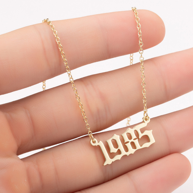 Women's Personalized Stainless Steel Year Necklace 2025 Niche Digital Jewelry Birthday