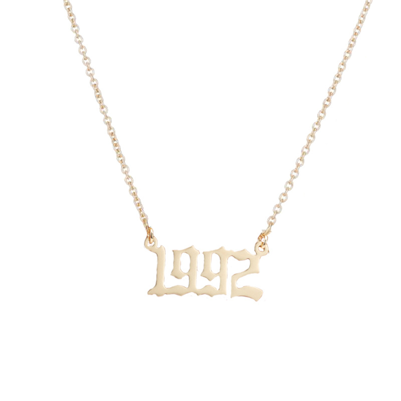 Women's Personalized Stainless Steel Year Necklace 2025 Niche Digital Jewelry Birthday