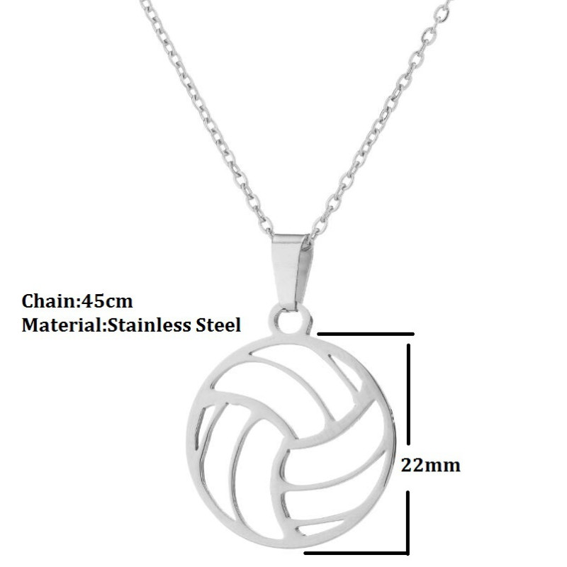 European and American Round Sports Accessories Simple Volleyball Stainless Steel Pendant