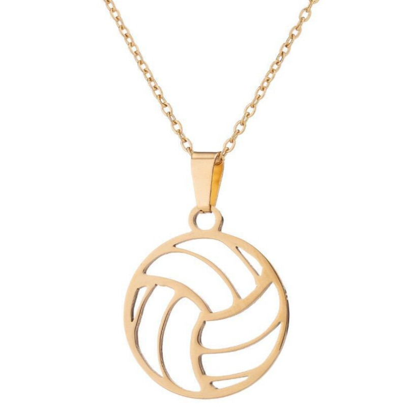 European and American Round Sports Accessories Simple Volleyball Stainless Steel Pendant