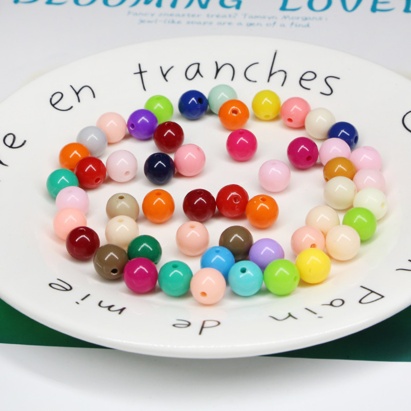6-10mm Acrylic Solid Color Round Beads Diy Handmade Loose Bracelet Bag Ear Jewelry