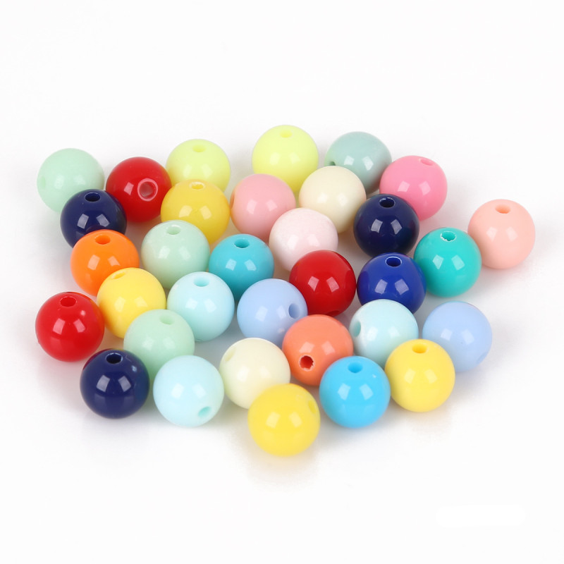 6-10mm Acrylic Solid Color Round Beads Diy Handmade Loose Bracelet Bag Ear Jewelry