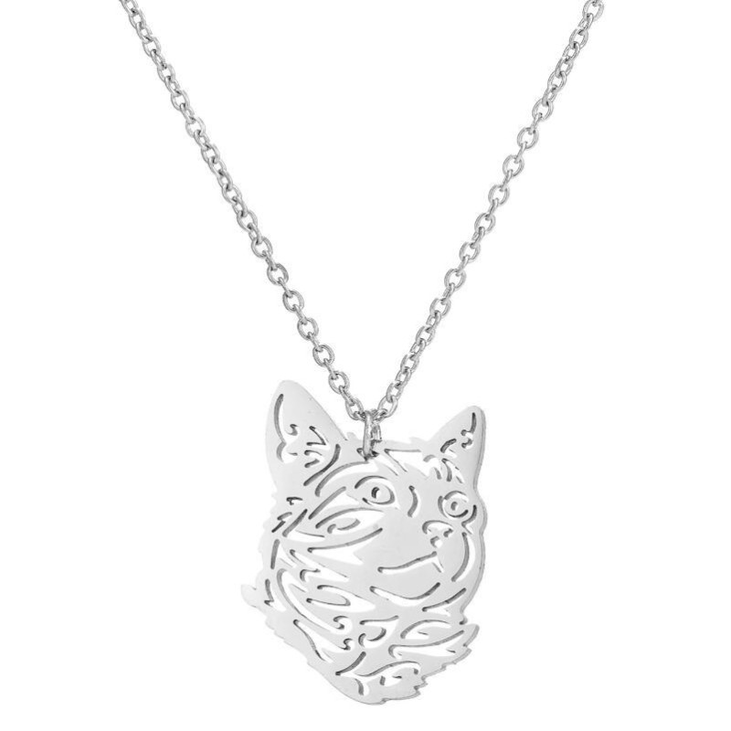 New Stainless Steel Hollow Cat and Bear Necklace for Women, Versatile Bird and Lion