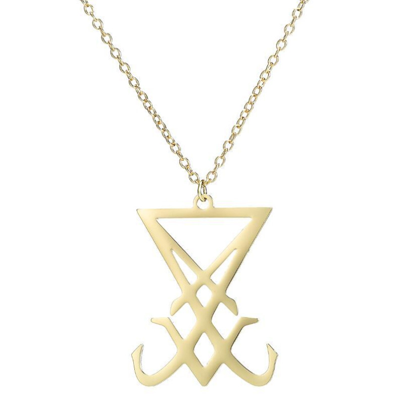 2025 European and American New Men's Retro Style Stainless Steel Lucifer's Seal Pendant