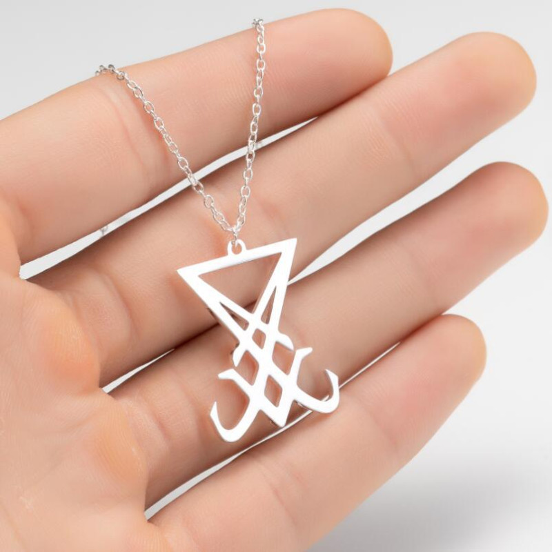 2025 European and American New Men's Retro Style Stainless Steel Lucifer's Seal Pendant