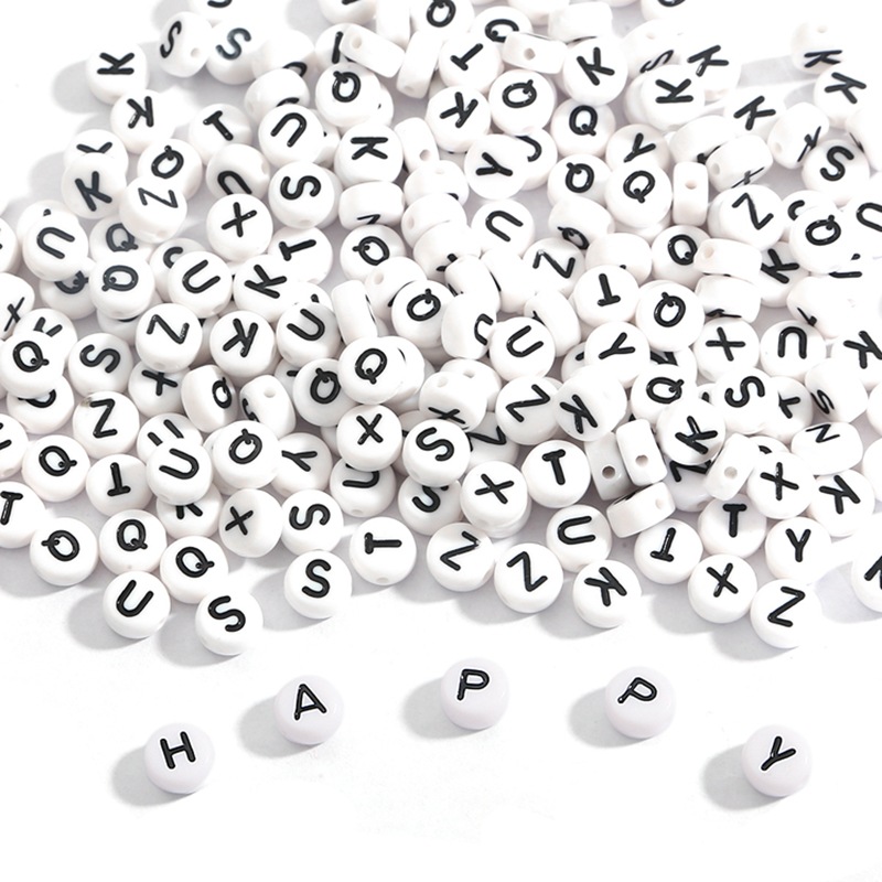 Diy Beading Materials Early Education Acrylic Alphabet Beads English Flat Square Round