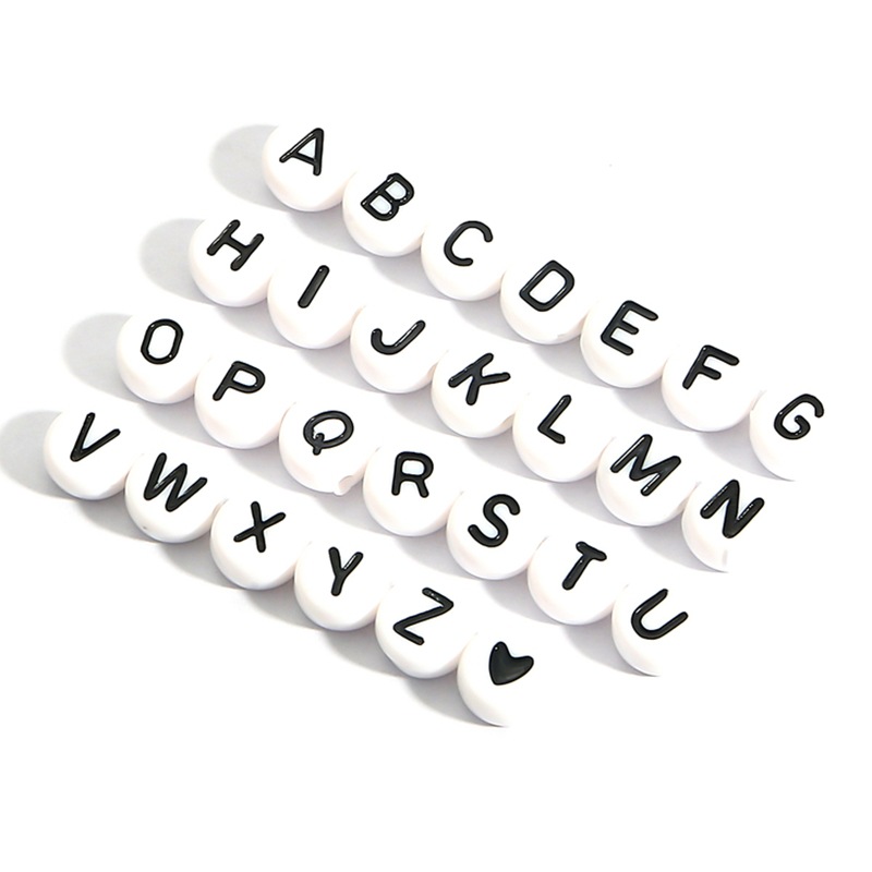 Diy Beading Materials Early Education Acrylic Alphabet Beads English Flat Square Round