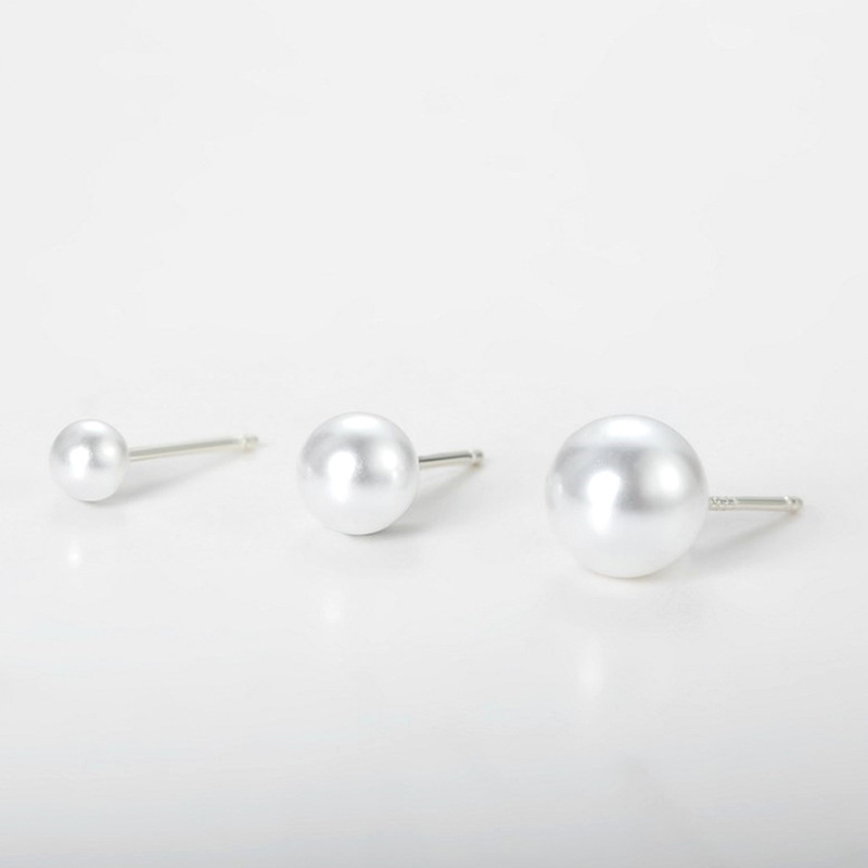 925 Imitation Silver Needle Pearl Earrings Electroplated Thick Accessories Metal Material
