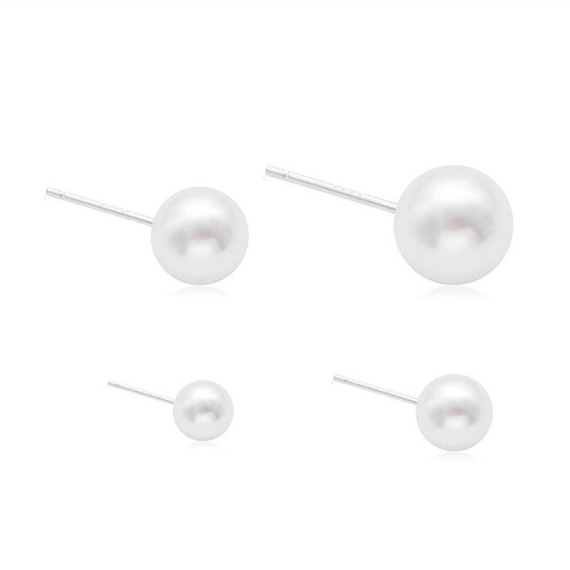925 Imitation Silver Needle Pearl Earrings Electroplated Thick Accessories Metal Material